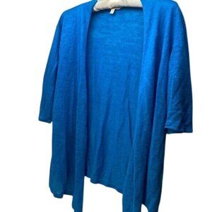 Eileen Fisher Womens Open Front Cardigan M Bright Blue Knit Lightweight